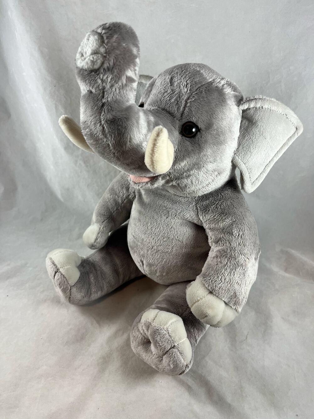 Build A Bear Gray Elephant Stuffed Plush Animal Makes Giggle Sounds Retired BAB
